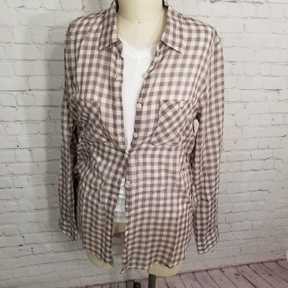 Bcbgeneration plaid chiffon button down shirt M - Picture 7 of 7